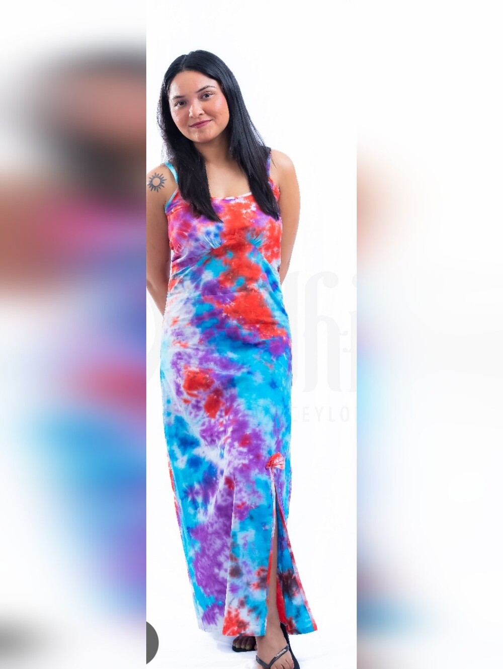 Tie-Dye Maxi Slip Dress in Vibrant Blue & Purple